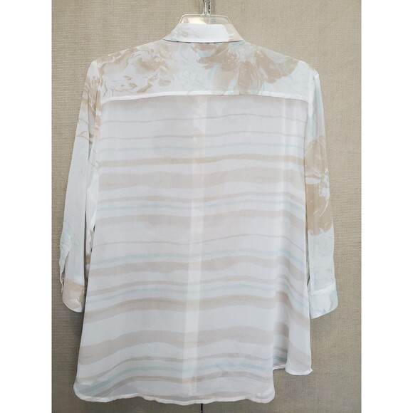 Chico's Sheer Chiffon Floral Print Button-Up Tunic Size 3 (XL) - Picture 4 of 6